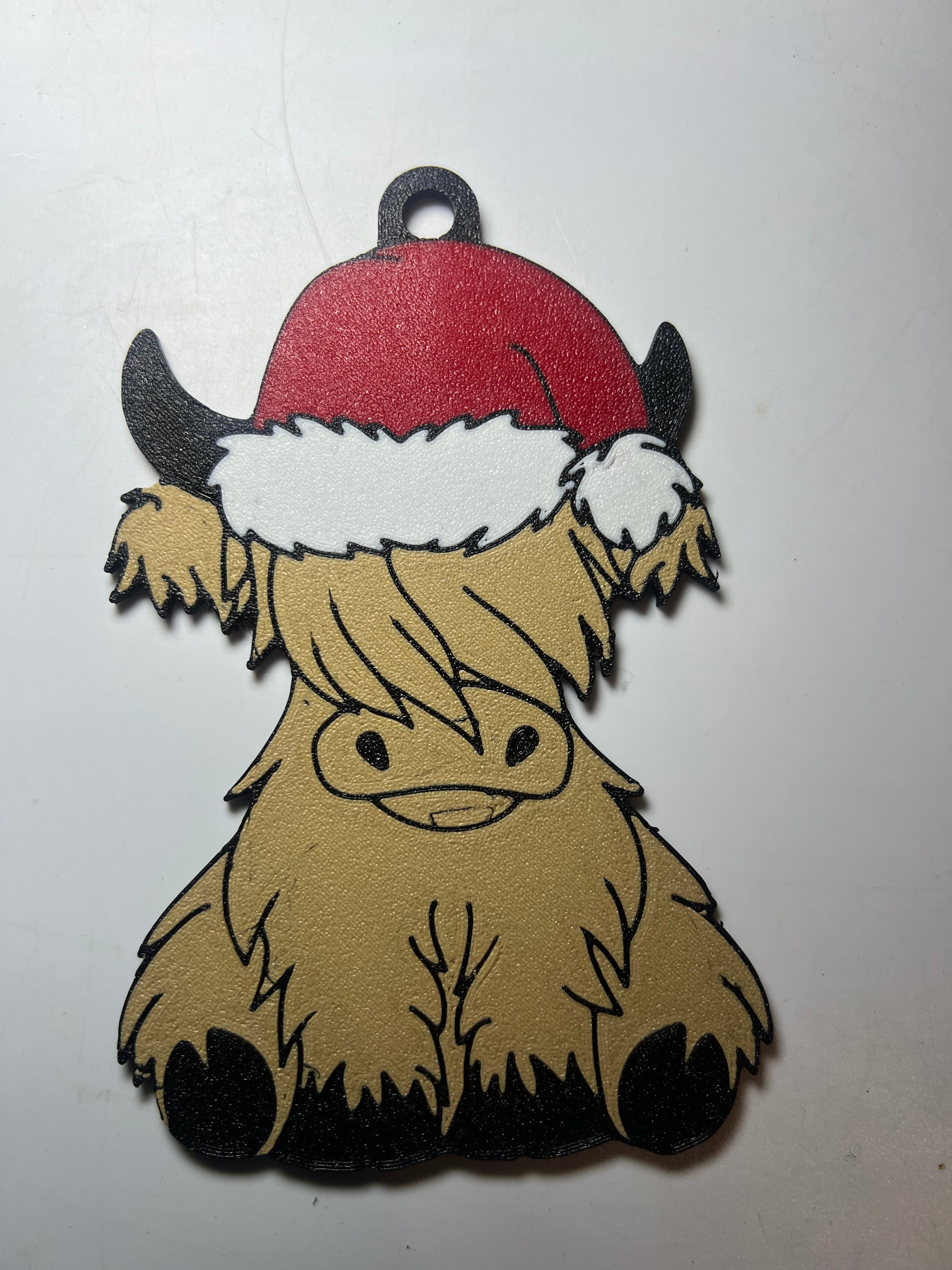 Santa Highland Cow Holiday Christmas Ornament
