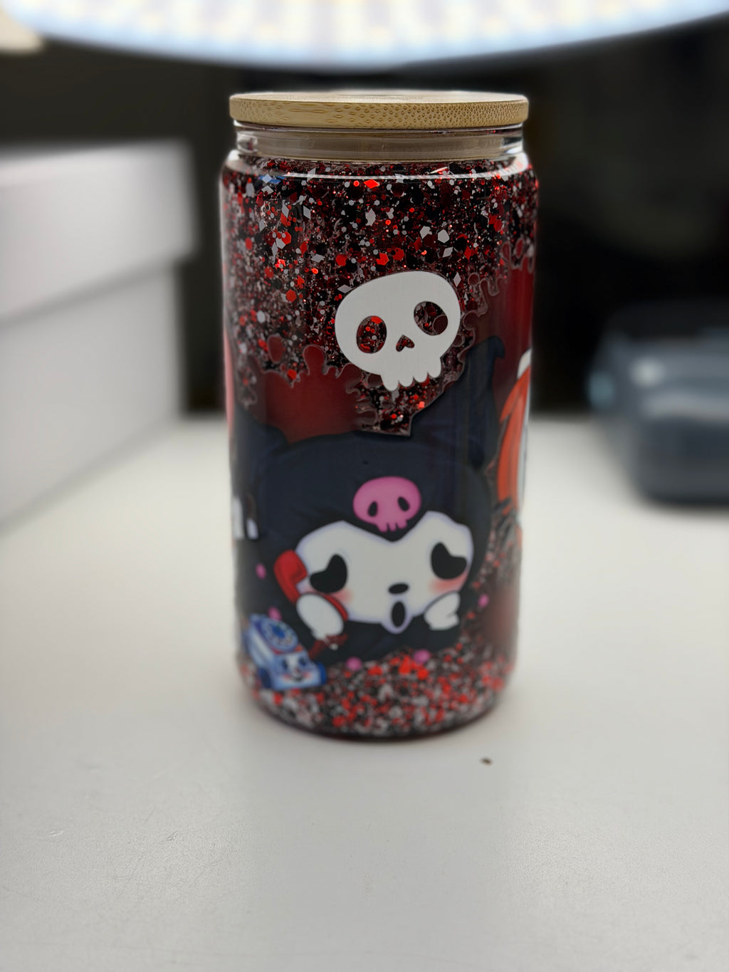Pre-Made Glitter Tumbler Spooky Cute Design