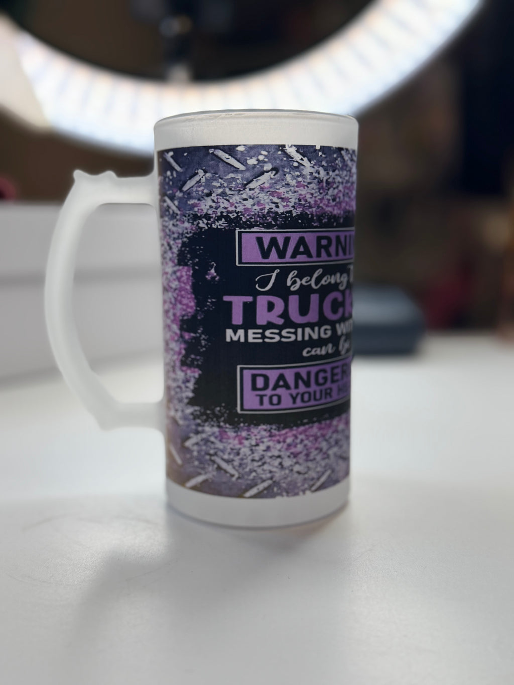 Warning Trucker Mug – 16oz