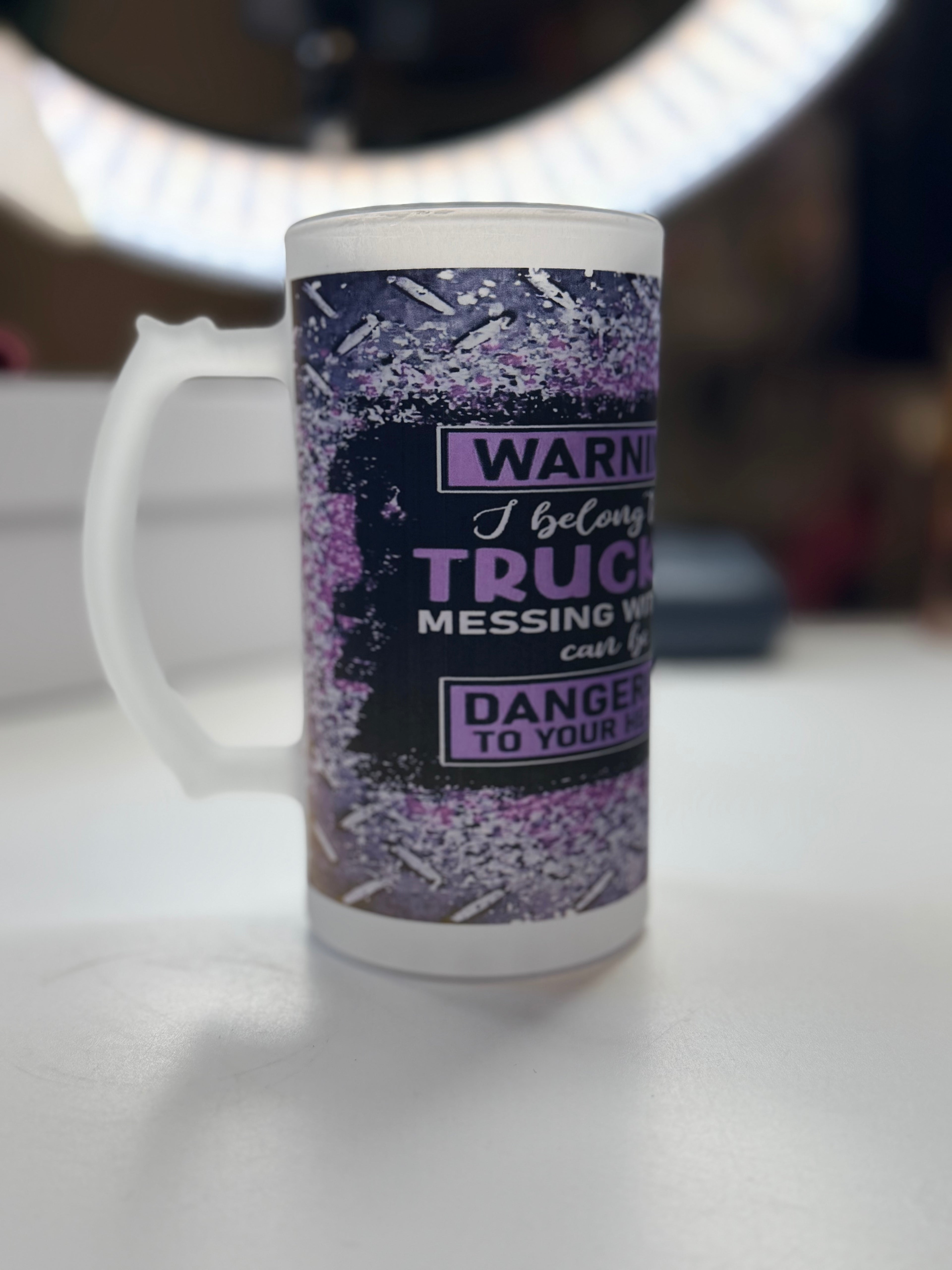 Warning Trucker Mug – 16oz