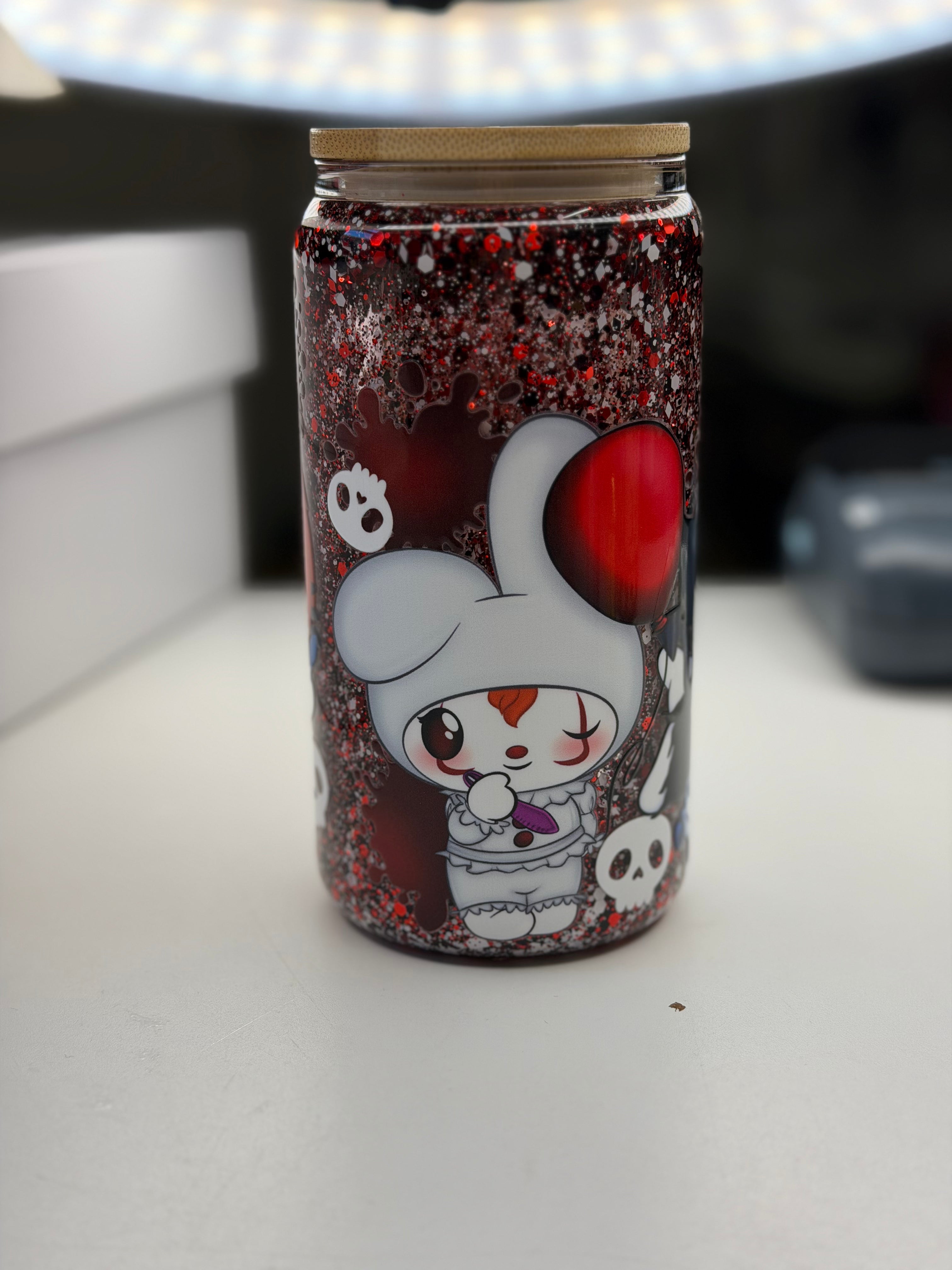 Pre-Made Glitter Tumbler Spooky Cute Design